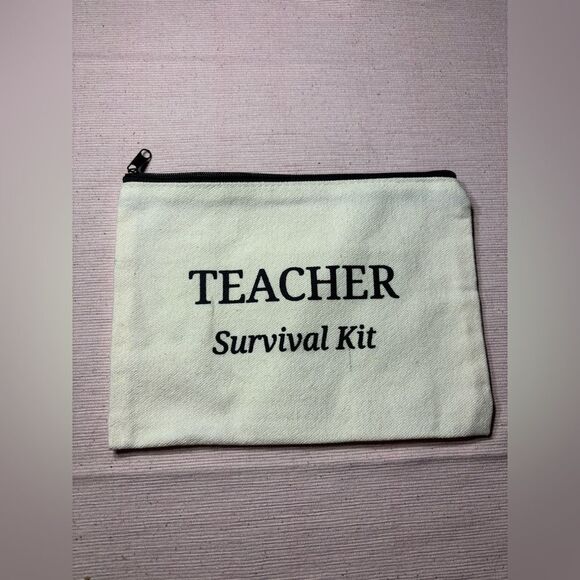 New! Teacher Survival Kit Canvas Pouch Pencil Bag See Pics For Size - Picture 1 of 4
